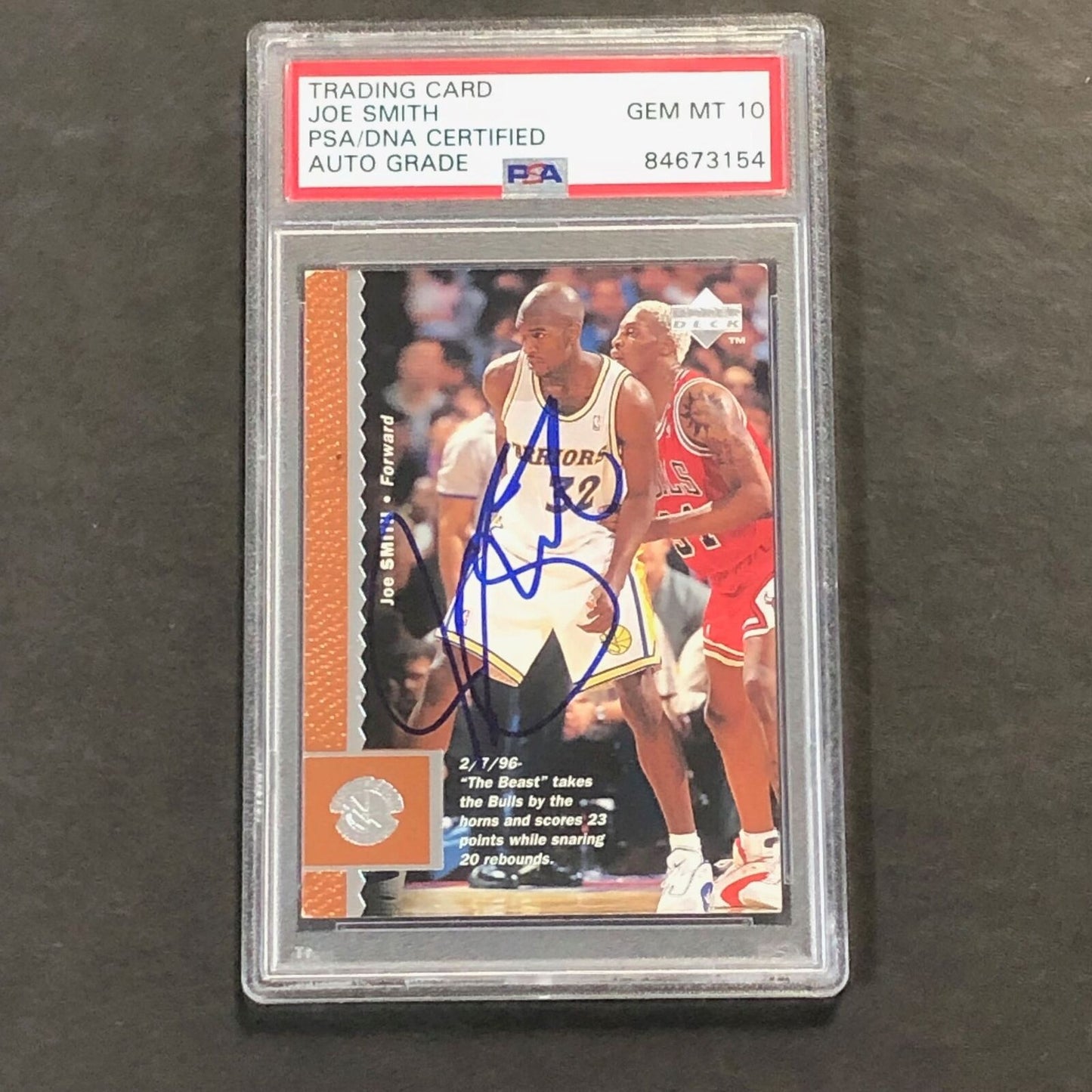 1996-97 Upper Deck #42 Joe Smith Signed Card AUTO PSA Slabbed Warriors