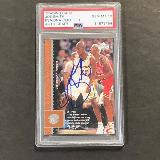 1996-97 Upper Deck #42 Joe Smith Signed Card AUTO PSA Slabbed Warriors