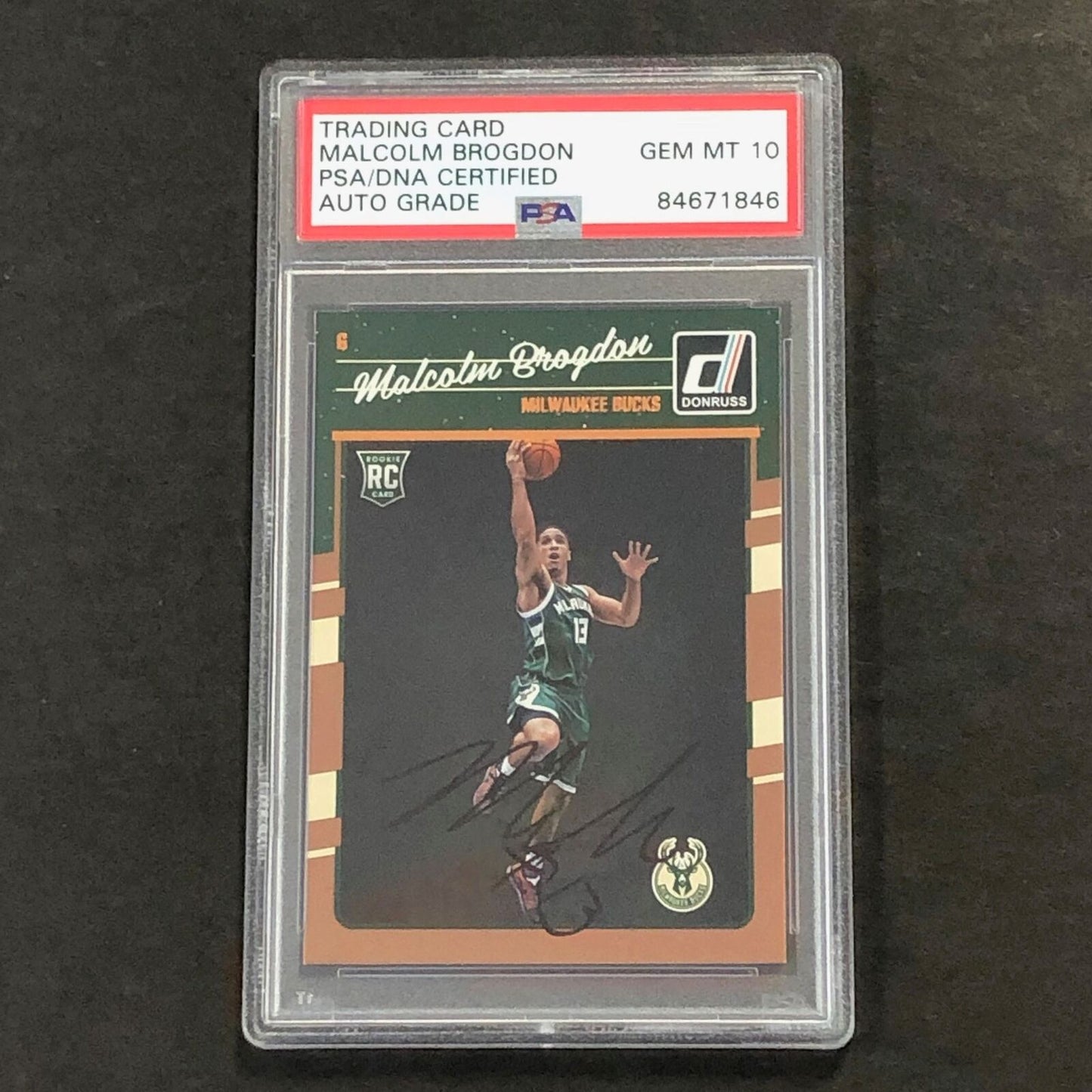 2016-17 Panini Donruss #179 Malcolm Brogdon Signed Card AUTO 10 PSA/DNA Slabbed