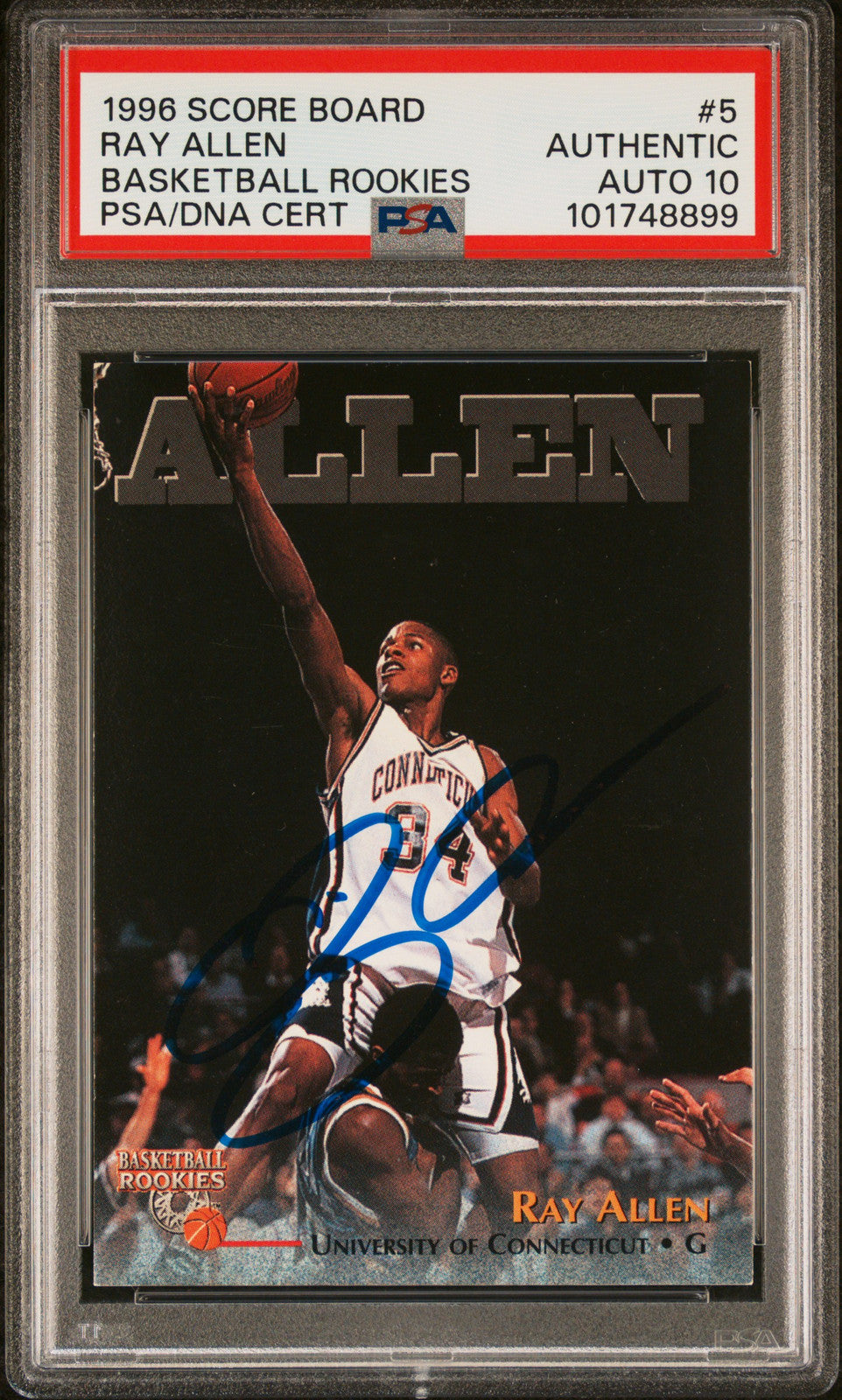 1996 Score Board Basketball Rookies #5 Ray Allen PSA A Auto 10