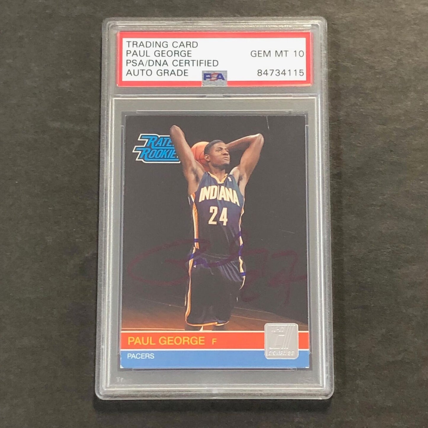 2010-11 Panini Donruss #237 PAUL GEORGE Signed Rookie Card AUTO 10 PSA Slabbed R