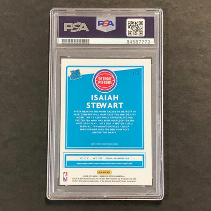 2020-21 Donruss Optic Rated Rookie #166 Isaiah Stewart Signed Card AUTO PSA Slab