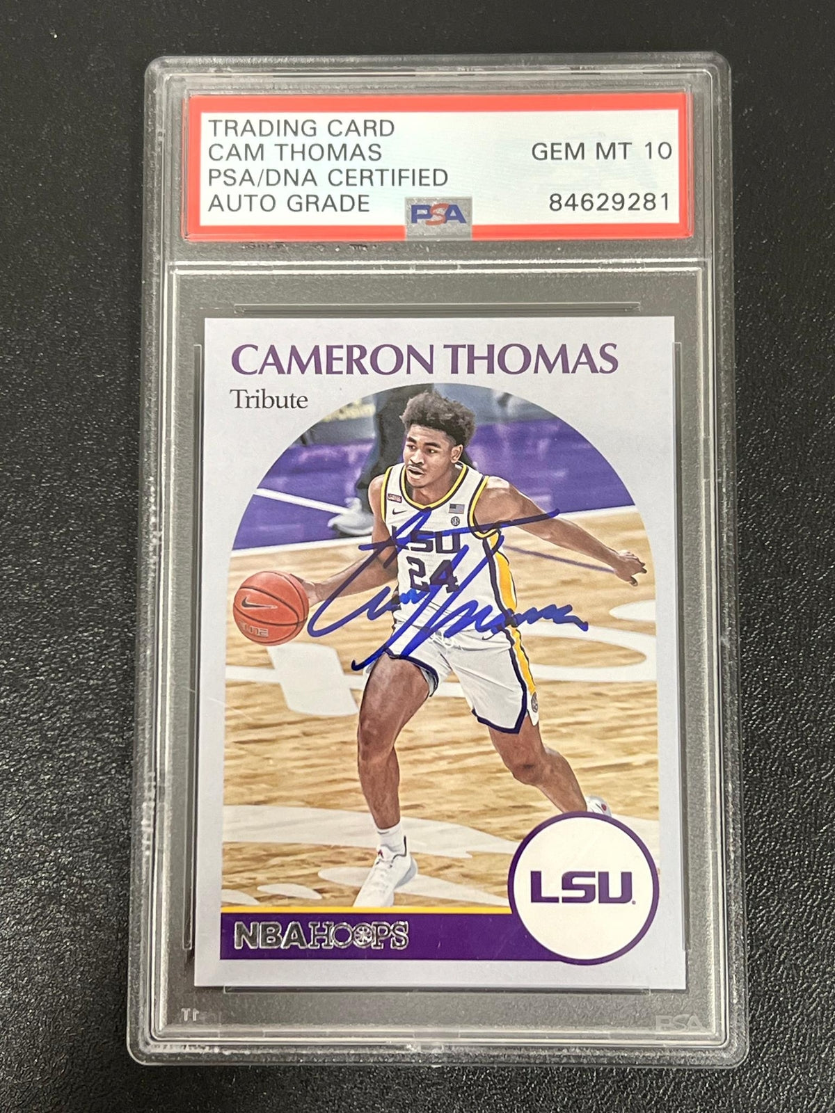 2021 Panini Chronicles #65 Cameron Thomas Signed Card PSA/DNA AUTO 10 LSU