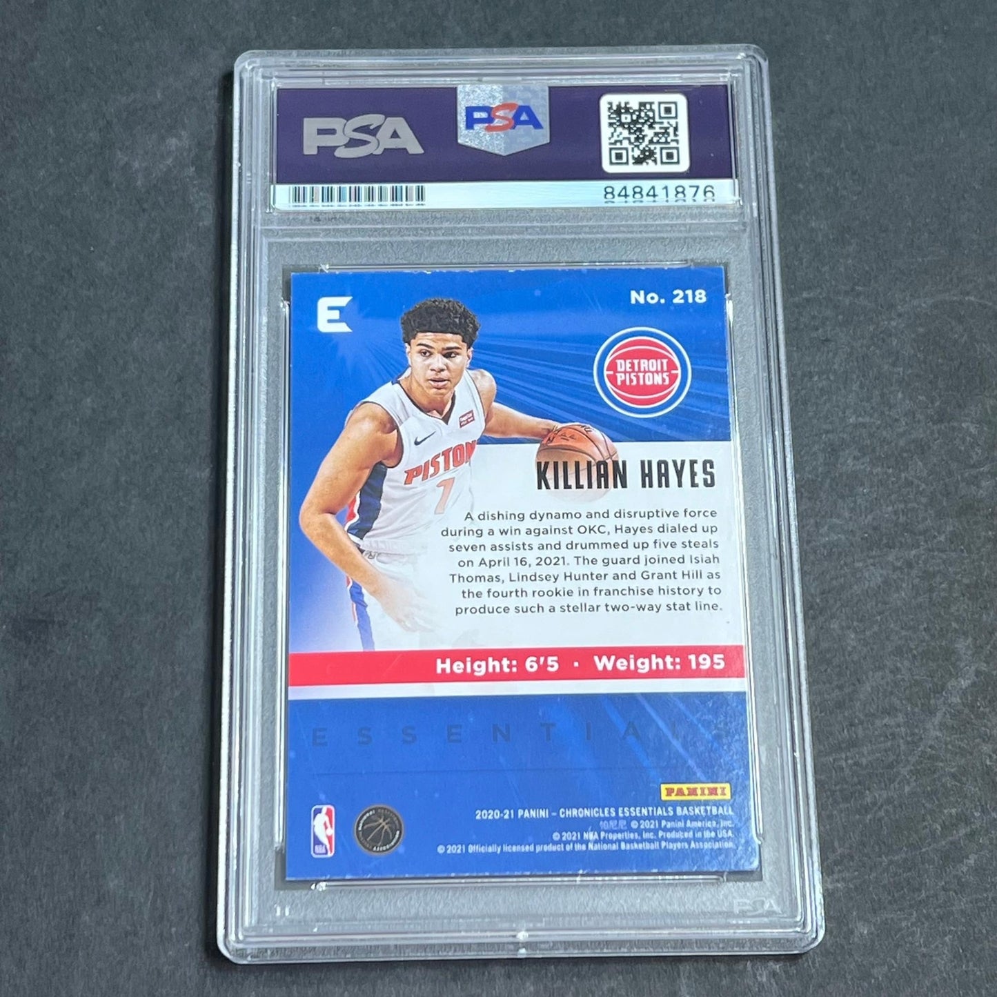 2020-21 Panini Chronicles #218 Killian Hayes Signed Card AUTO PSA Slabbed RC Pis