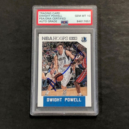 2015-16 NBA Hoops #199 Dwight Powell Card AUTO 10 PSA Slabbed Mavericks