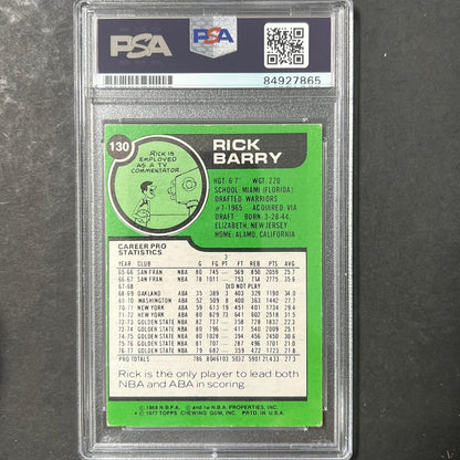 1977 Topps #130 Rick Barry Signed Card AUTO 10 PSA Slabbed Warriors