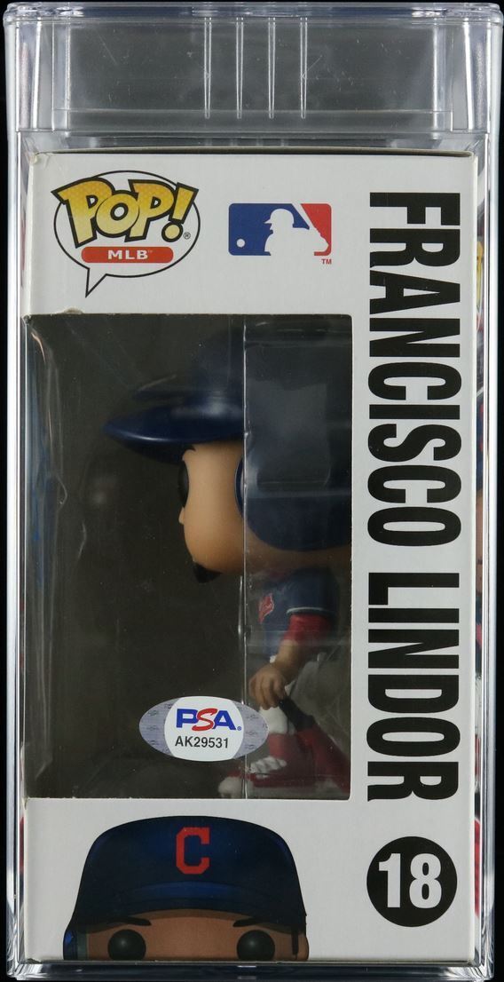 Francisco Lindor Signed Funko Pop PSA/DNA Encapsulated Auto 9 Guardians Baseball