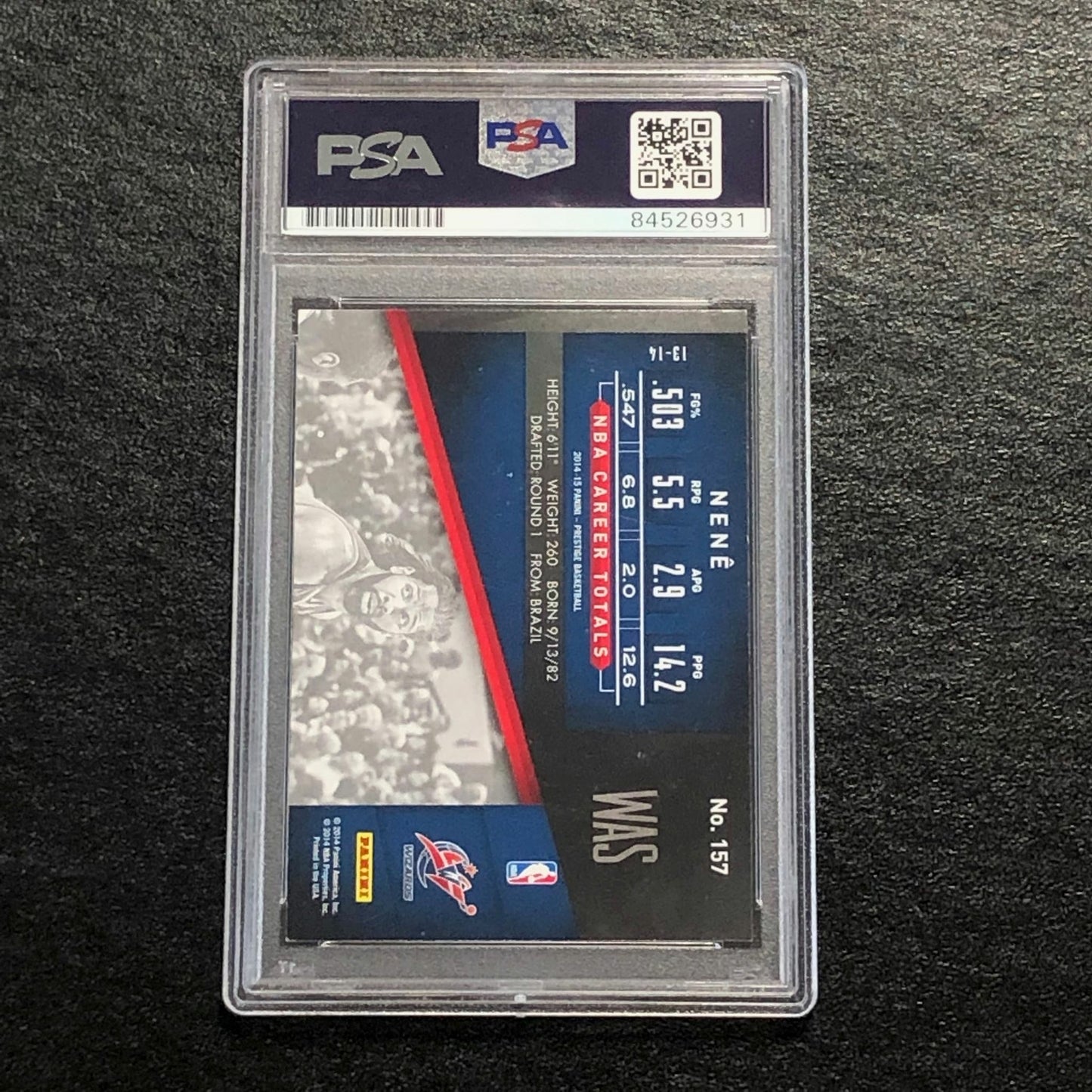 2014-15 Panini Prestige #167 Nene Signed AUTO PSA Slabbed Wizards