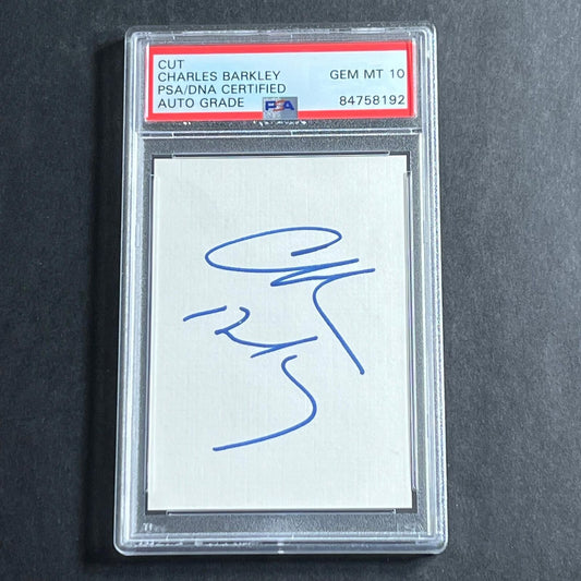 Charles Barkley Signed Cut PSA/DNA Slabbed Auto Grade 10 Phoenix Suns