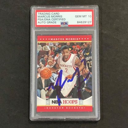 2012-13 NBA Hoops #235 Marcus Morris Signed Card AUTO 10 PSA Slabbed Rockets