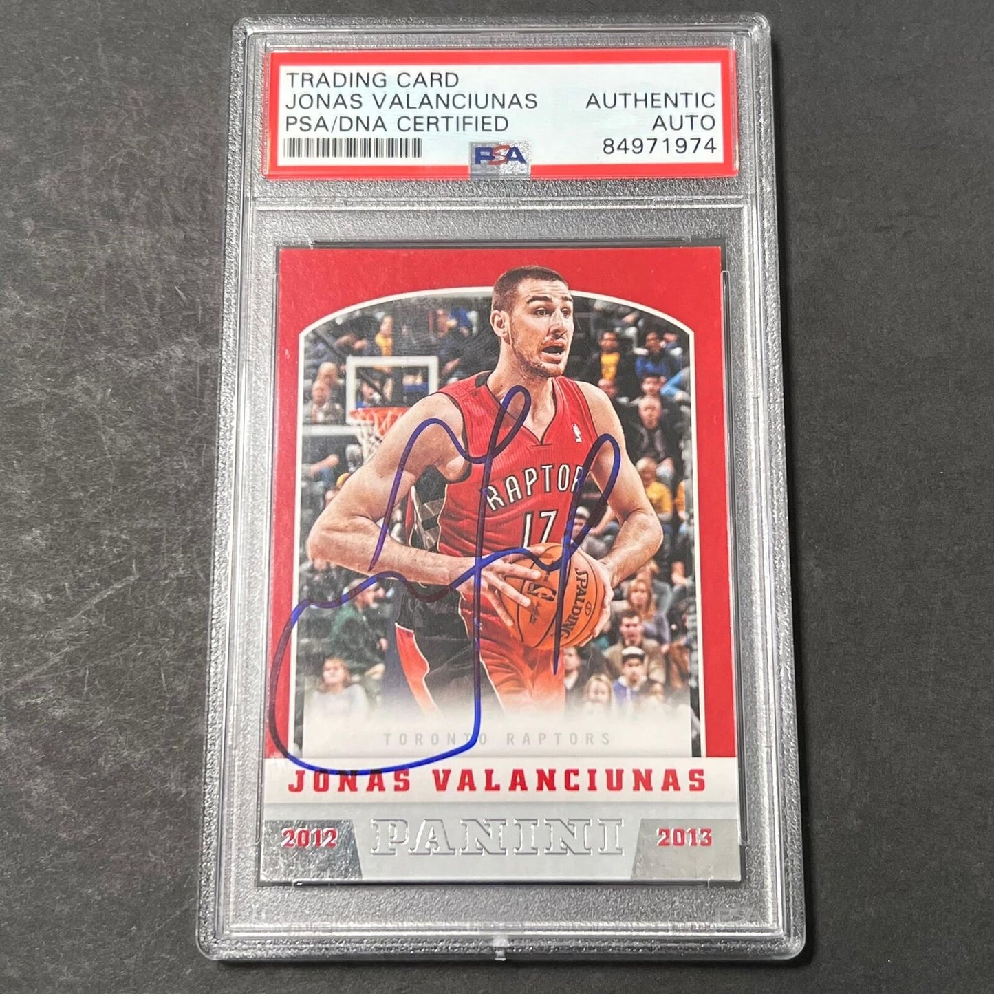 2012-13 Panini #265 Jonas Valanciunas Signed Card AUTO PSA Slabbed Toronto Rapto