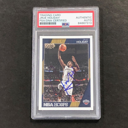 2016-17 NBA HOOPS #102 Jrue Holiday Signed Card AUTO PSA Slabbed Pelicans