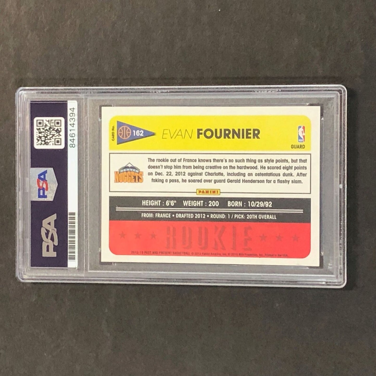 2009-10 Panini Past #162 Evan Fournier Signed Card AUTO Gem Mint 10 PSA/DNA Enca