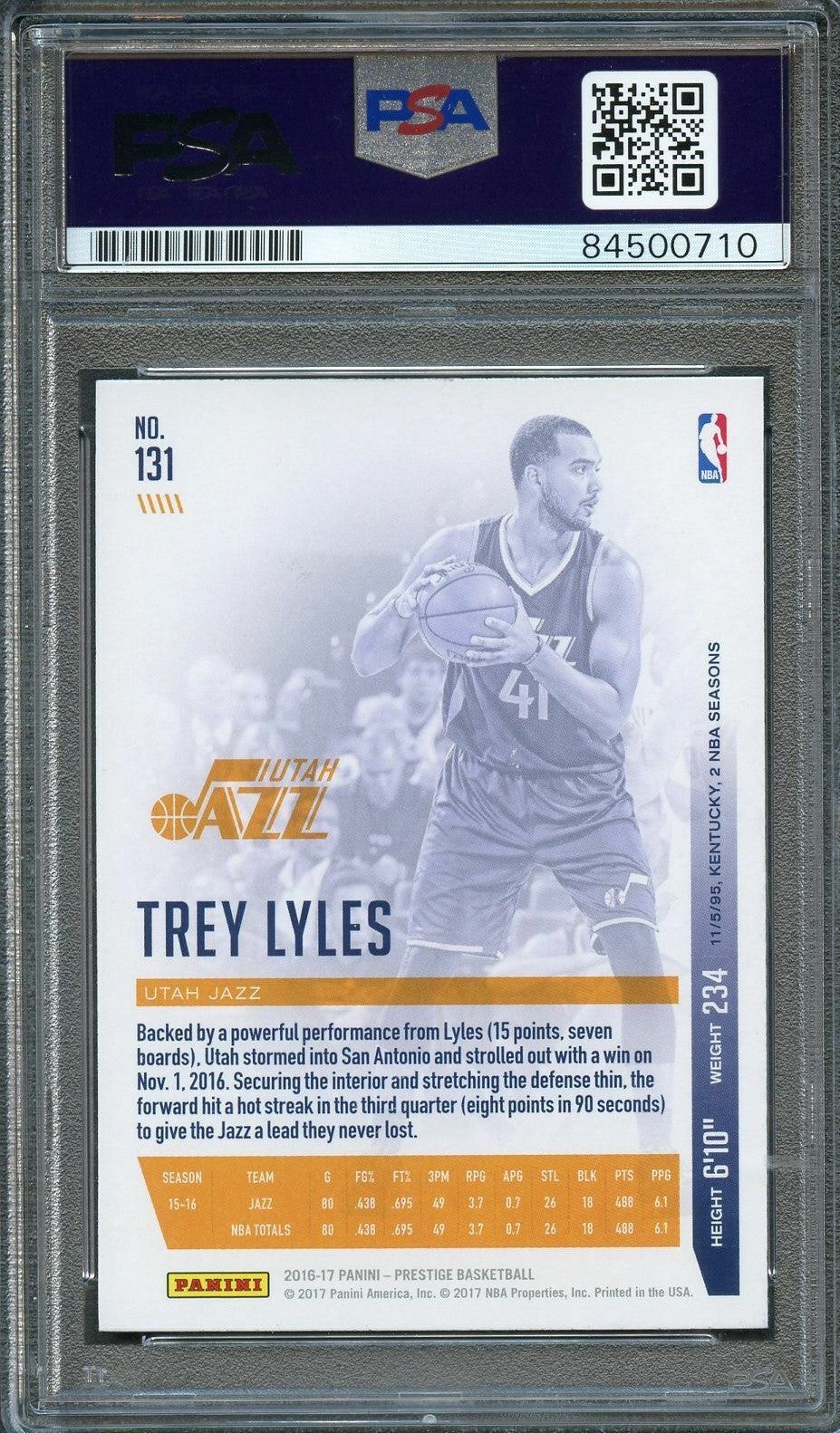 2016-17 Panini Prestige #131 Trey Lyles Signed AUTO 10 PSA Slabbed Jazz