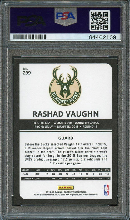 2015-16 Panini Complete #299 Rashad Vaughn Signed Card AUTO PSA Slabbed RC Rooki