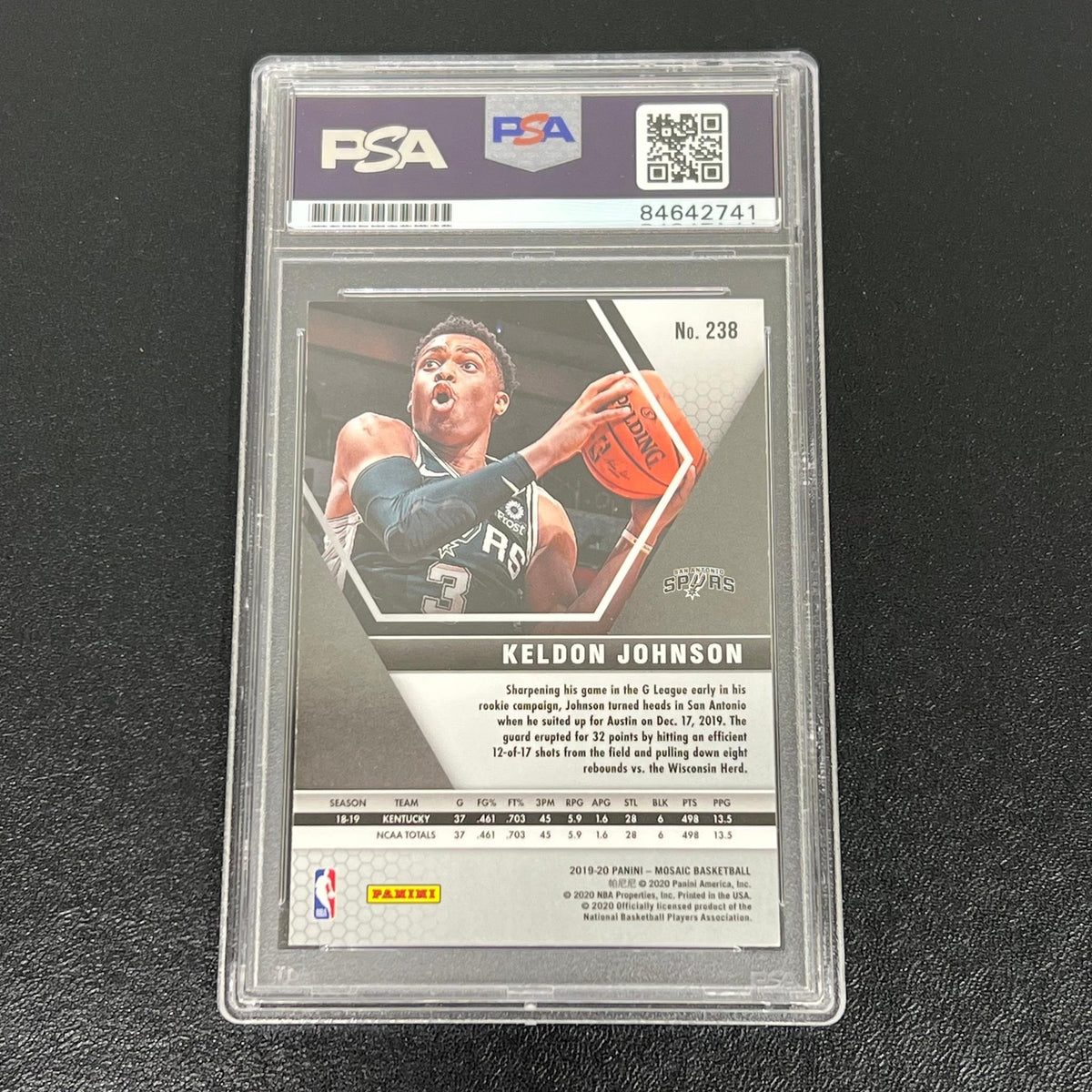 2018-19 Panini Mosaic #238 Keldon Johnson Signed Card AUTO PSA Slabbed RC Spurs