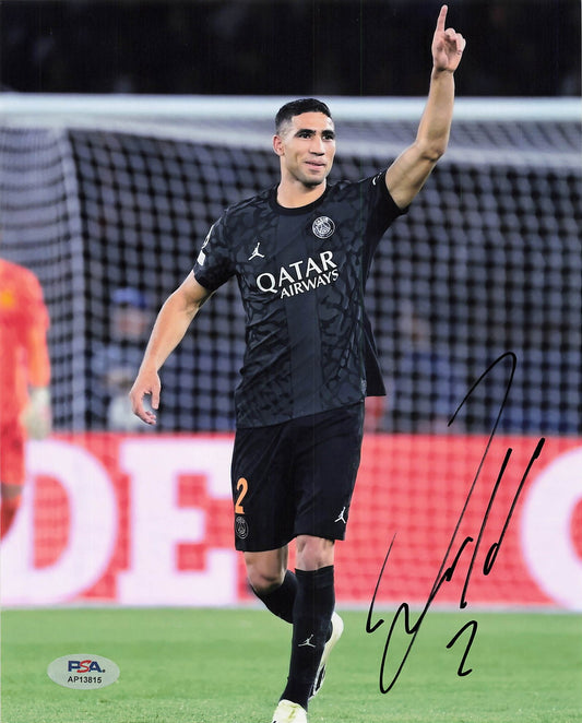Achraf Hakimi Signed 8x10 Photo PSA PSG Soccer