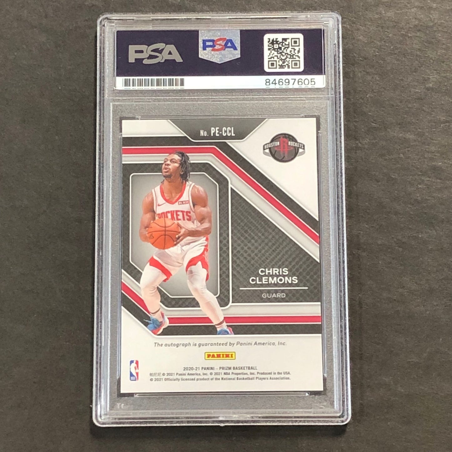 2020-21 Panini Prizm #PE-CCL Chris Clemons Signed Card AUTO PSA Slabbed Rockets