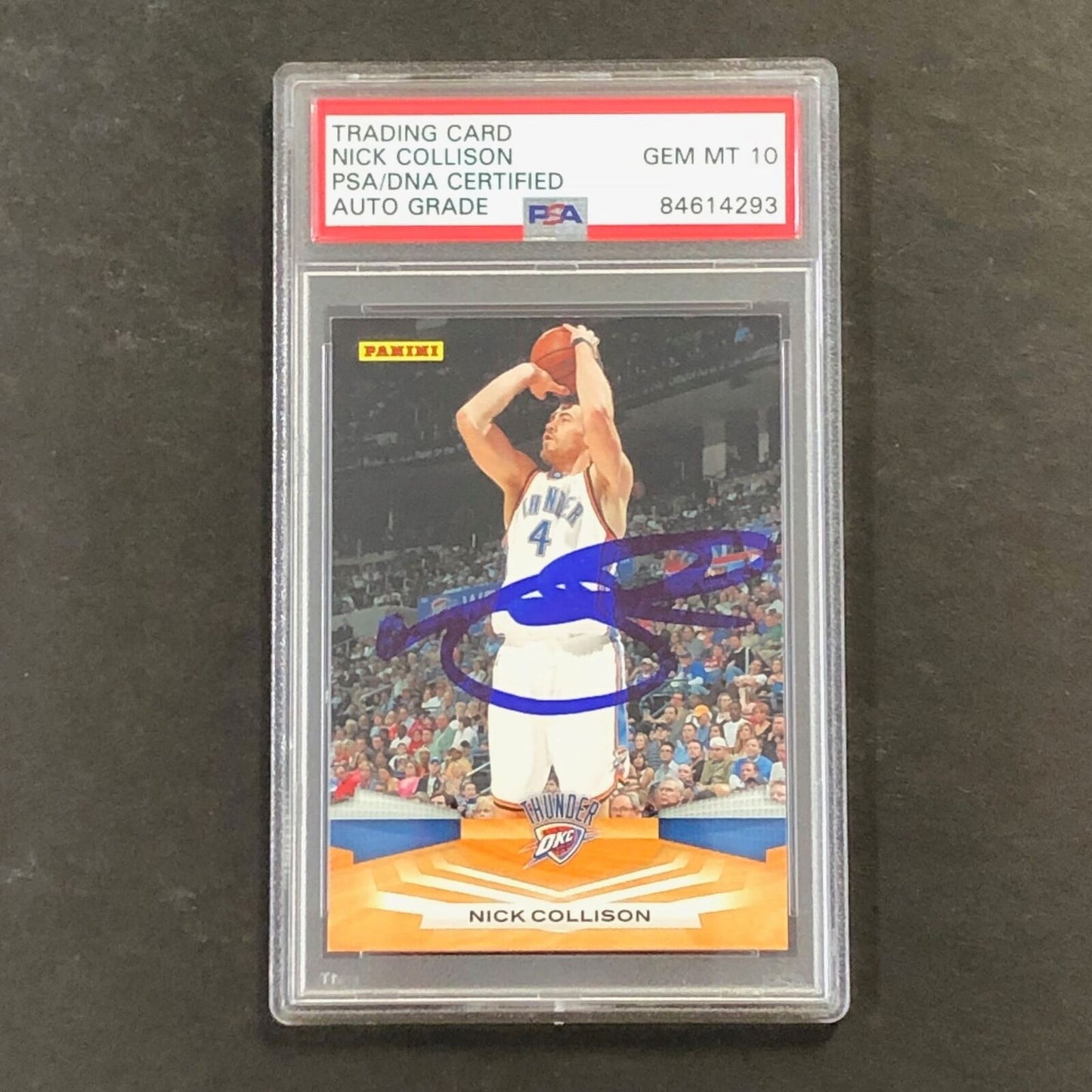 2009-10 Panini #233 Nick Collison Signed Card Auto 10 PSA/DNA Slabbed Thunder