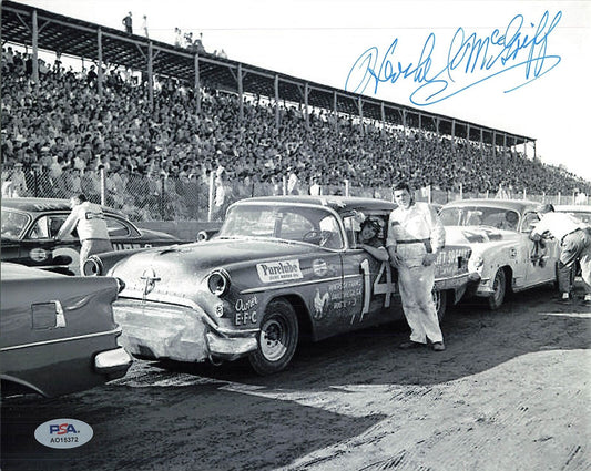 Hershel Mcgriff signed 8x10 photo PSA/DNA Autographed Racing Black and White