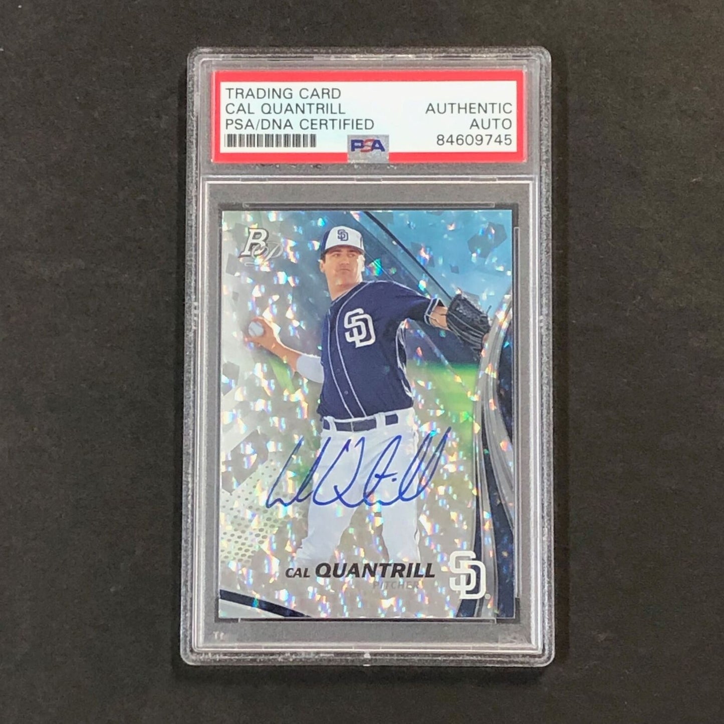 2017 Bowman Platinum #TP-CQ Cal Quantrill Signed Card PSA Slabbed Auto Padres