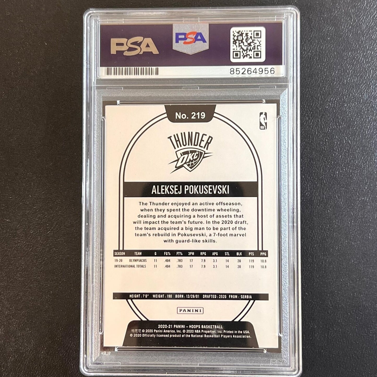 2020-21 Panini NBA Hoops #219 Aleksej Pokusevski Signed Card AUTO PSA Slabbed RC