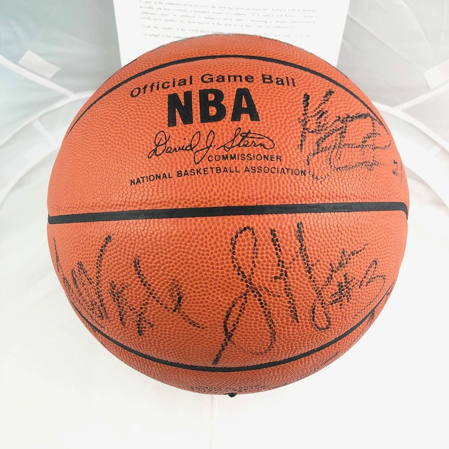 2000-2001 Houston Rockets Team Signed Basketball PSA/DNA Olajuwon