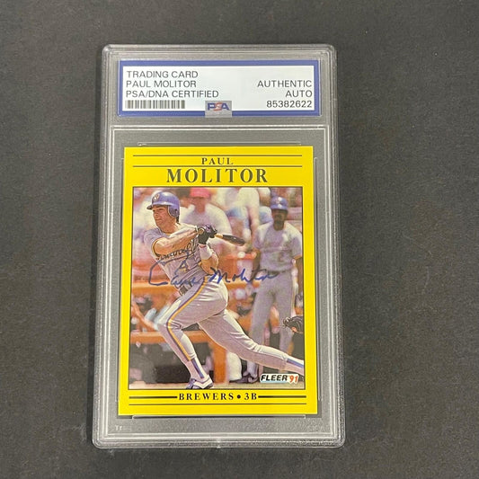 1991 Fleer #591 Paul Molitor Signed Card PSA Slabbed AUTO Brewers