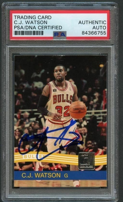 2010-11 Donruss #41 C.J. Watson Signed Card AUTO PSA Slabbed Bulls