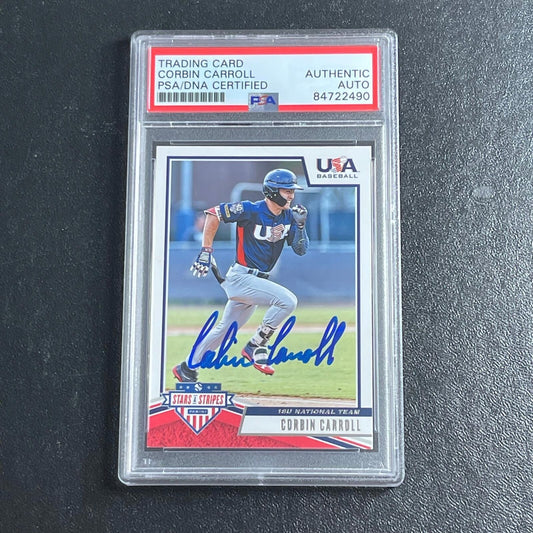 2019 Panini Stars and Stripes signed by Corbin Carroll PSA/DNA Arizona Diamondba