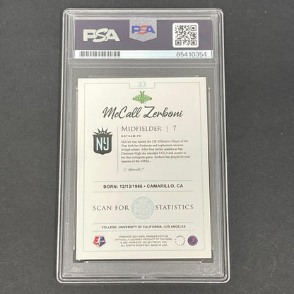 2021 Parkside NWSL Premier #23 McCall Zerboni Signed Card PSA Slabbed
