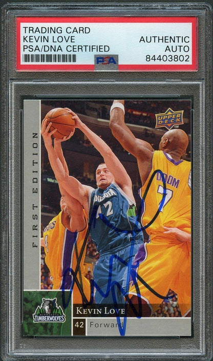 2009-10 Upper Deck First Edition #95 Kevin Love Signed Card AUTO PSA Slabbed Tim