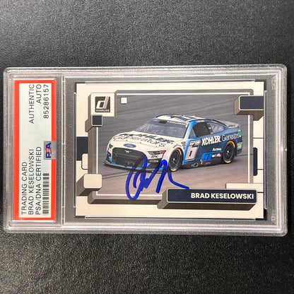 2023-24 Panini Donruss Racing #118 Brad Keselowski Signed Card AUTO PSA/DNA Slab