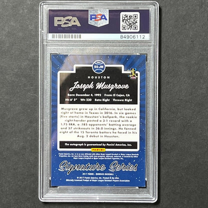 2017 Panini Donruss #SS-JM Joe Musgrove Signed Card PSA Slabbed Auto Grade 10 As