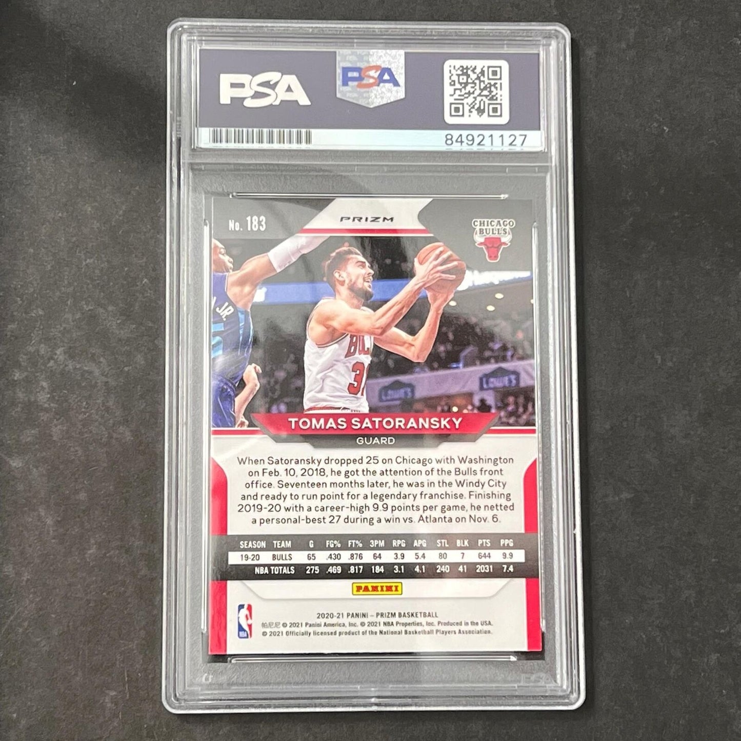 2020-21 Panini Prizm #183 Tomas Satoransky Signed AUTO PSA Slabbed Bulls