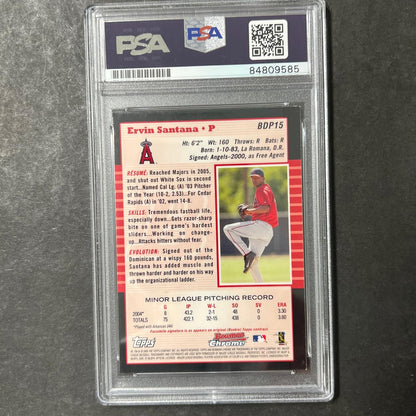 2004 Topps Bowman Chrome #BDP15 Ervin Santana Signed Card AUTO PSA/DNA Slabbed A