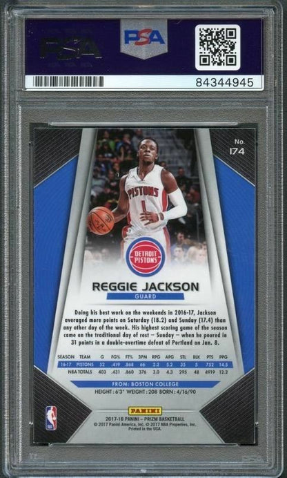 2017-18 Panini Prizm #174 Reggie Jackson Signed Card Auto Grade 10 PSA/DNA Slabb