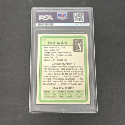 1980 Donruss PGA Tour #58 Lanny Wadkins Signed Card PSA/DNA Slabbed AUTO Golf