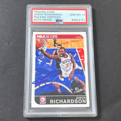 2014-15 NBA Hoops #94 Jason Richardson Signed Card AUTO GRADE 10 PSA Slabbed 76e