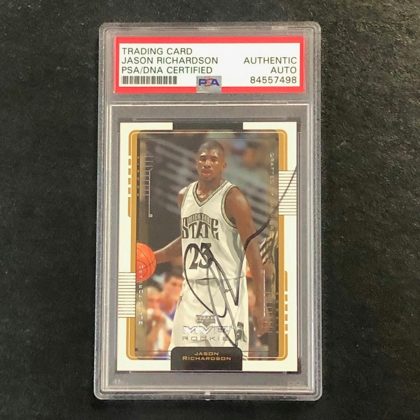 2001-02 Upper Deck MVP #209 Jason Richardson Signed Card AUTO PSA Slabbed RC Mic