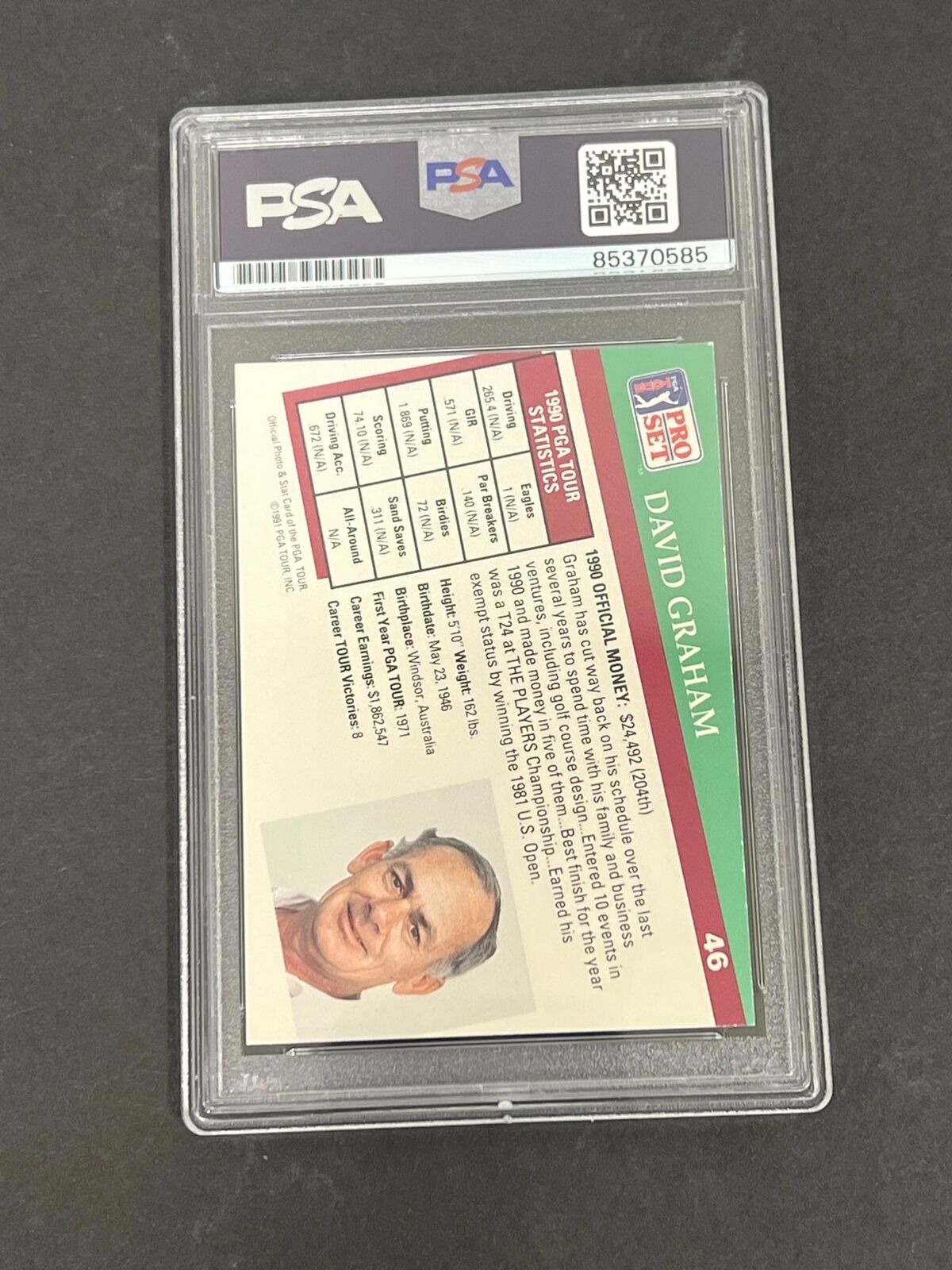 1991 Pro Set #46 David Graham Signed Card PSA/DNA Slabbed AUTO Golf