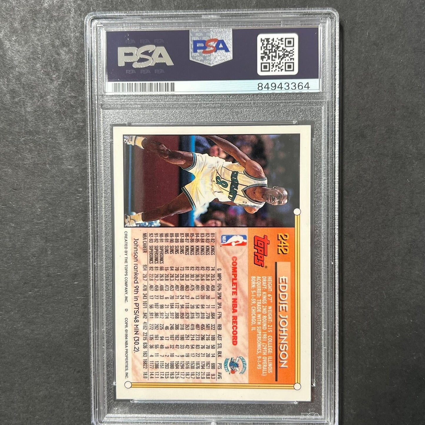 1993 Topps #242 Eddie Johnson Signed Card AUTO PSA/DNA Slabbed Hornets