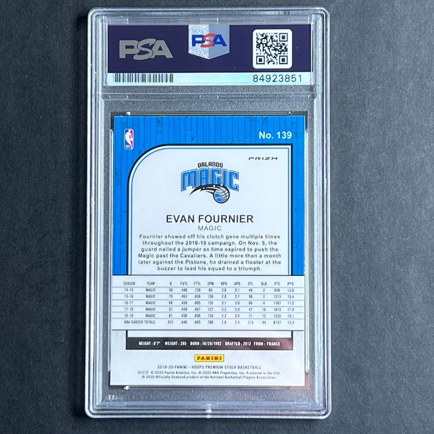 2019-20 Panini NBA Hoops #139 EVAN FOURNIER Signed Card AUTO PSA Slabbed Magic