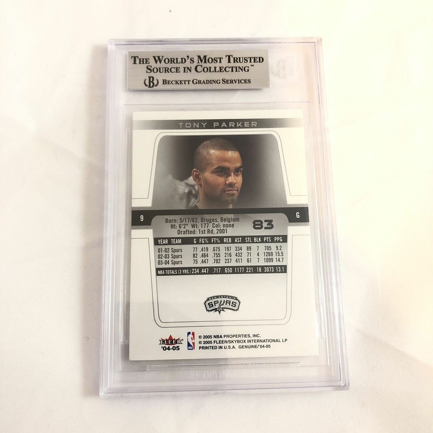 2004-05 Fleer Genuine Tony Parker Signed AUTO #83 BAS BGS Beckett Slabbed Autogr