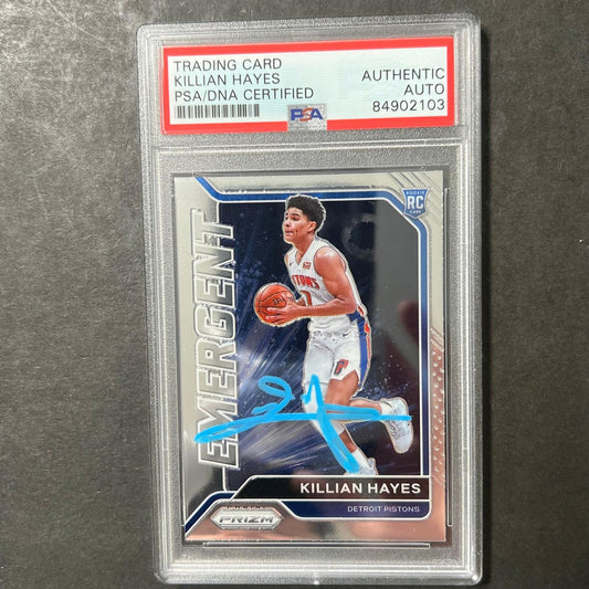 2020-21 Panini Prizm #7 Killian Hayes Signed Card AUTO PSA Slabbed RC Pistons