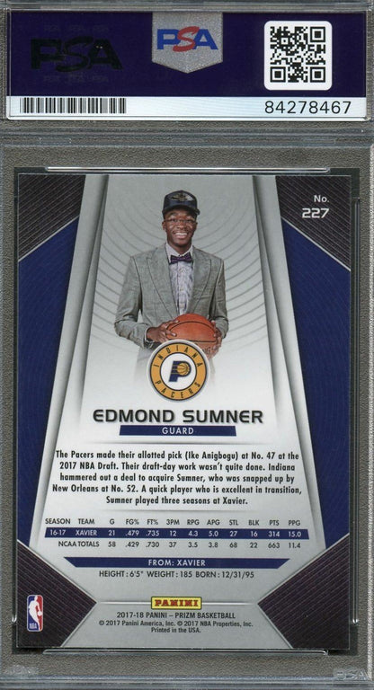 2017 Panini Prizm #227 Edmond Sumner Signed Card AUTO PSA Slabbed Pacers