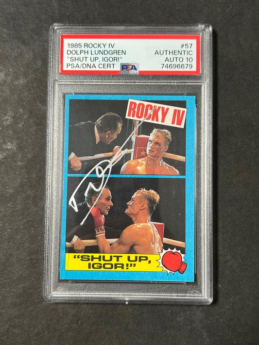 1985 Topps Rocky IV #57 Signed Card Dolph Lundgren PSA Auto 10 Ivan Drago