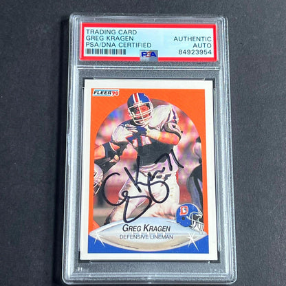 1990 Fleer #26 Greg Kragen Signed Card AUTO PSA Slabbed Broncos