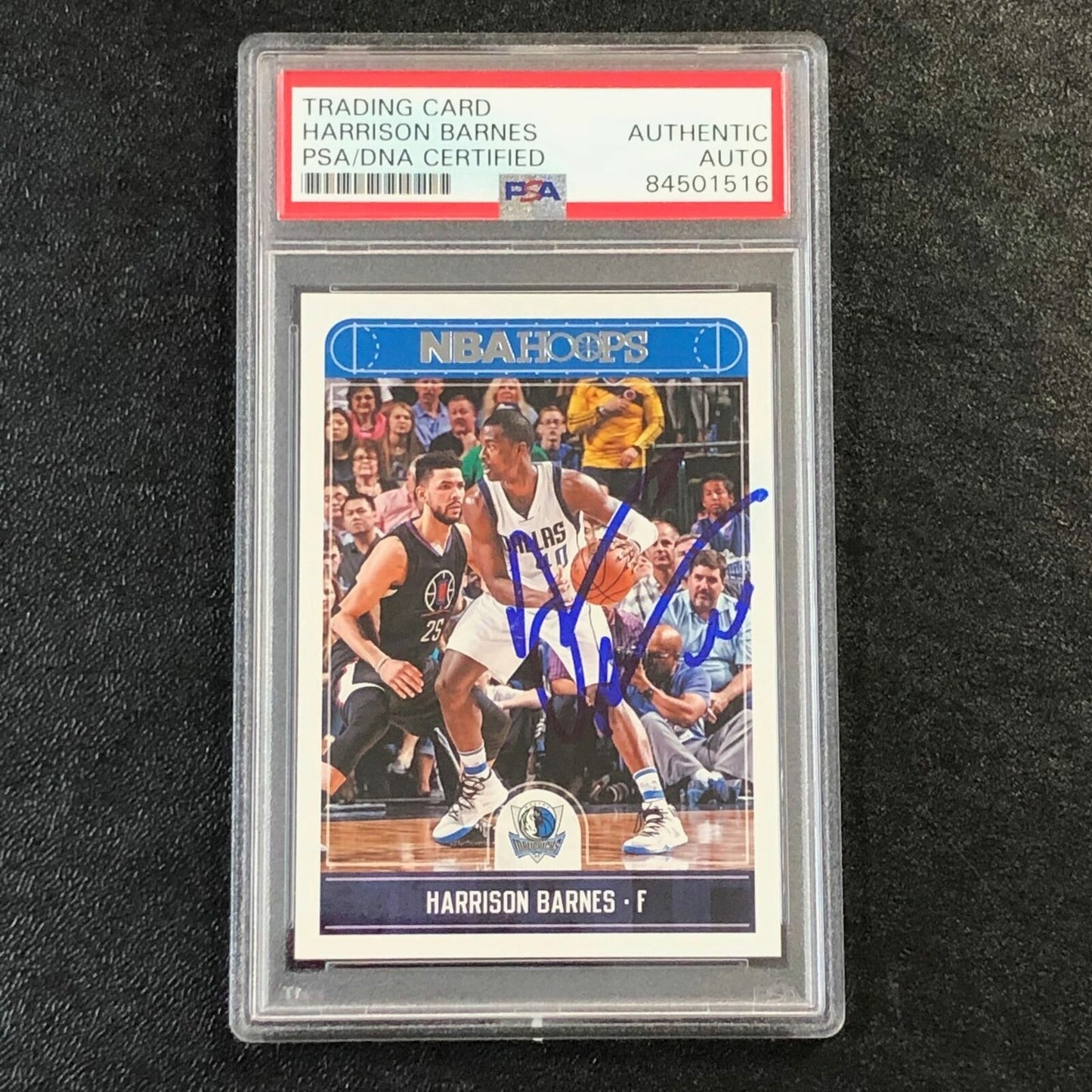 2017-18 NBA Hoops #125 Harrison Barnes Signed Card AUTO PSA Slabbed Mavericks