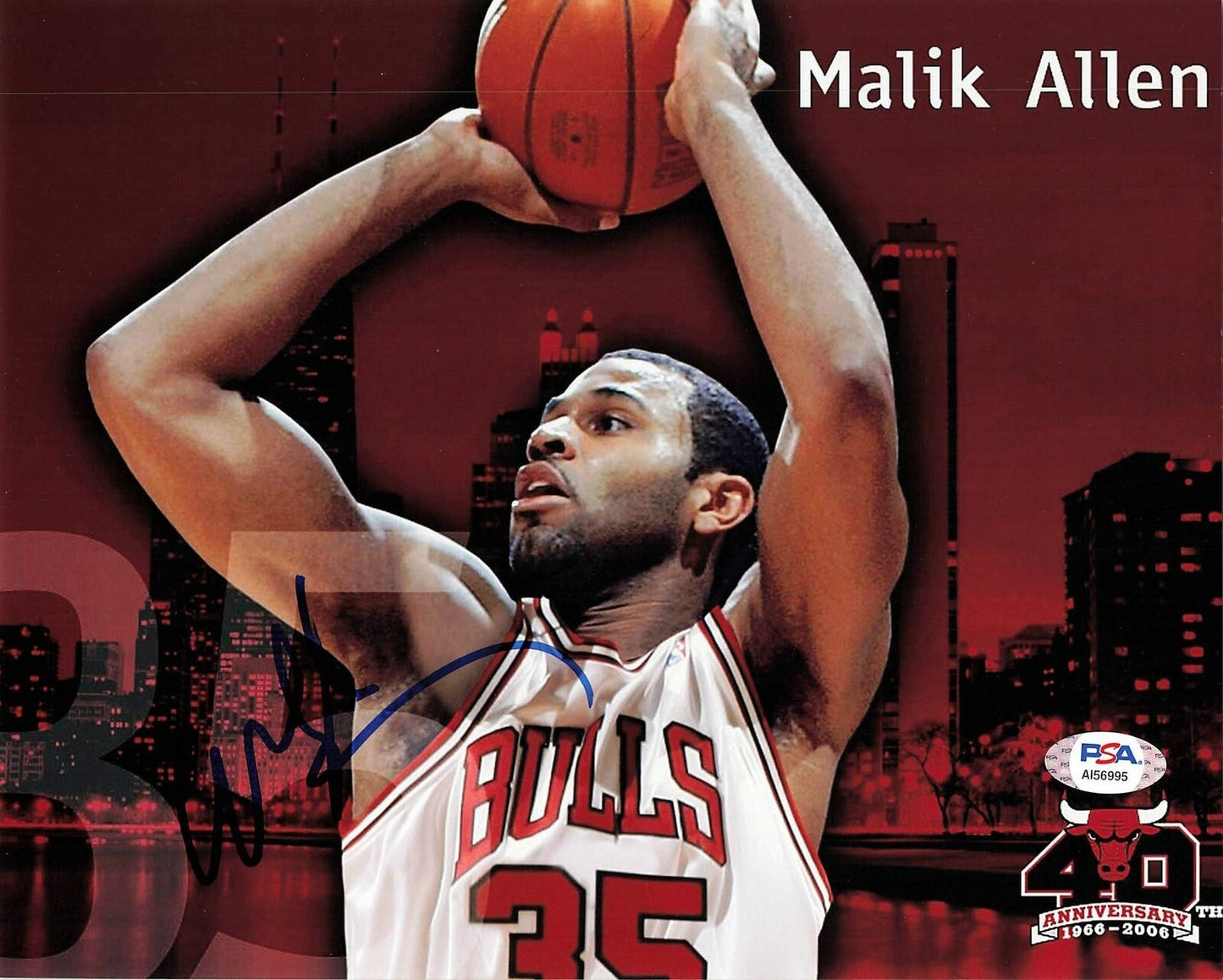 Malik Allen signed 8x10 photo PSA/DNA Chicago Bulls Autographed